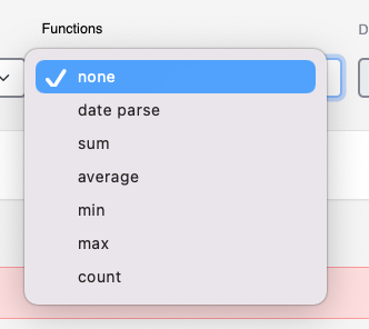 query builder function dropdown